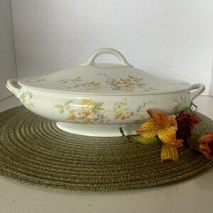 Vtg CF Haviland Limoges Oval Covered Vegetable Dish Floral Pattern France HTF